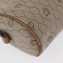 Christian Dior Honeycomb Canvas Shoulder Bag PVC Beige Gold Auth ARZ525-15