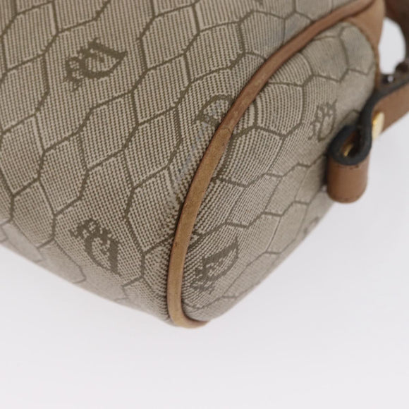Christian Dior Honeycomb Canvas Shoulder Bag PVC Beige Gold Auth ARZ525