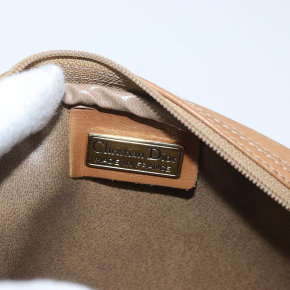 Christian Dior Honeycomb Canvas Shoulder Bag PVC Beige Gold Auth ARZ525
