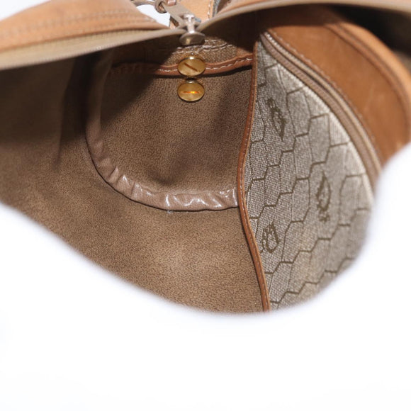 Christian Dior Honeycomb Canvas Shoulder Bag PVC Beige Gold Auth ARZ525