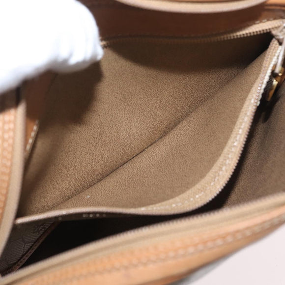 Christian Dior Honeycomb Canvas Shoulder Bag PVC Beige Gold Auth ARZ525