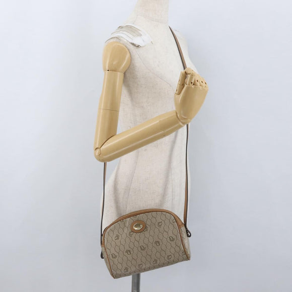 Christian Dior Honeycomb Canvas Shoulder Bag PVC Beige Gold Auth ARZ525