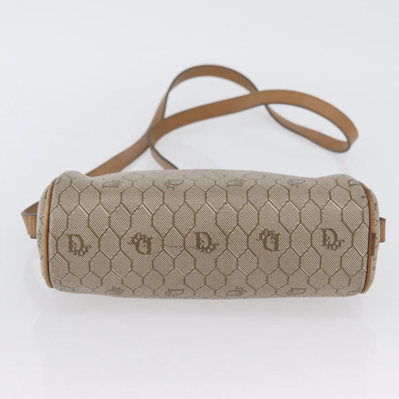 Christian Dior Honeycomb Canvas Shoulder Bag PVC Beige Gold Auth ARZ525