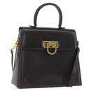 Salvatore Ferragamo Gancini Hand Bag Leather 2way Brown Gold Auth ARZ526-1