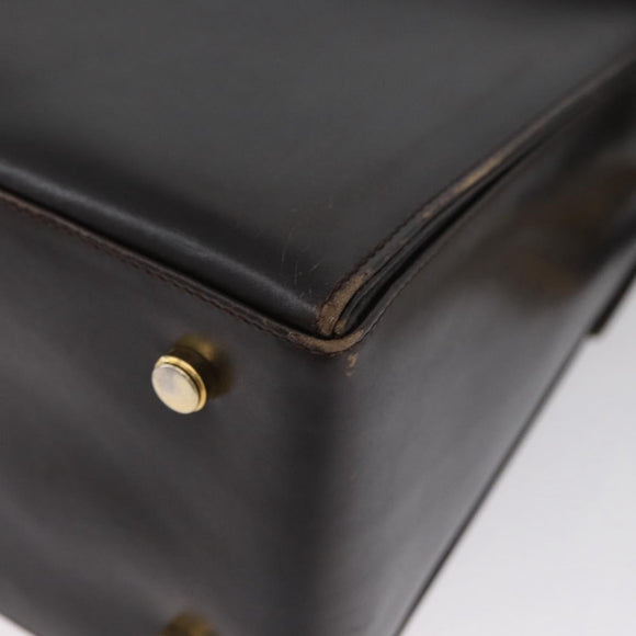 Salvatore Ferragamo Gancini Hand Bag Leather 2way Brown Gold Auth ARZ526
