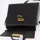 Salvatore Ferragamo Gancini Hand Bag Leather 2way Brown Gold Auth ARZ526-10