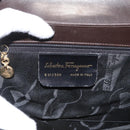 Salvatore Ferragamo Gancini Hand Bag Leather 2way Brown Gold Auth ARZ526-12