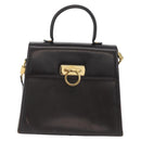 Salvatore Ferragamo Gancini Hand Bag Leather 2way Brown Gold Auth ARZ526-13