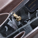 Salvatore Ferragamo Gancini Hand Bag Leather 2way Brown Gold Auth ARZ526-25