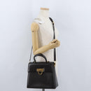Salvatore Ferragamo Gancini Hand Bag Leather 2way Brown Gold Auth ARZ526-27
