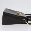 Salvatore Ferragamo Gancini Hand Bag Leather 2way Brown Gold Auth ARZ526-3