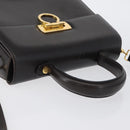 Salvatore Ferragamo Gancini Hand Bag Leather 2way Brown Gold Auth ARZ526-6