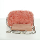 Miu Miu Chain Shoulder Bag fur Pink Silver Auth ARZ527M-25