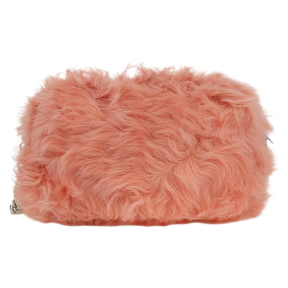 Miu Miu Chain Shoulder Bag fur Pink Silver Auth ARZ527M