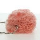 Miu Miu Chain Shoulder Bag fur Pink Silver Auth ARZ527M-4