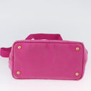 PRADA Canapa PM Hand Bag Canvas 2way Pink Gold Auth ARZ534-5