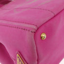 PRADA Canapa PM Hand Bag Canvas 2way Pink Gold Auth ARZ534-15