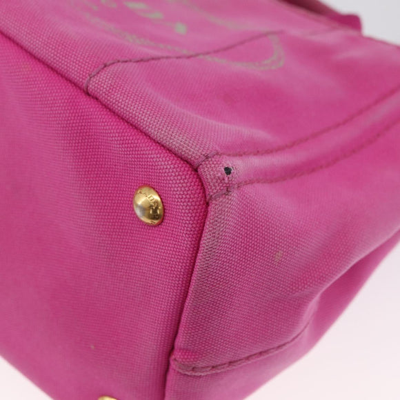 PRADA Canapa PM Hand Bag Canvas 2way Pink Gold Auth ARZ534