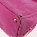 PRADA Canapa PM Hand Bag Canvas 2way Pink Gold Auth ARZ534-10