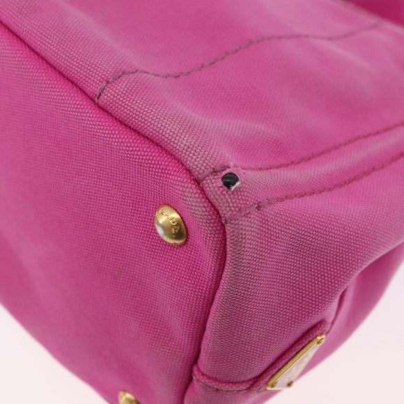 PRADA Canapa PM Hand Bag Canvas 2way Pink Gold Auth ARZ534