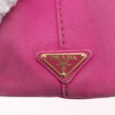 PRADA Canapa PM Hand Bag Canvas 2way Pink Gold Auth ARZ534-18