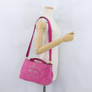 PRADA Canapa PM Hand Bag Canvas 2way Pink Gold Auth ARZ534-24