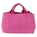 PRADA Canapa PM Hand Bag Canvas 2way Pink Gold Auth ARZ534-2