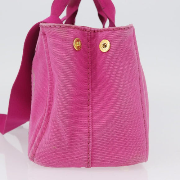 PRADA Canapa PM Hand Bag Canvas 2way Pink Gold Auth ARZ534