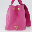 PRADA Canapa PM Hand Bag Canvas 2way Pink Gold Auth ARZ534-4