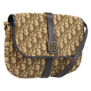 Christian Dior Trotter Canvas Shoulder Bag Beige Gold Auth ARZ539-1