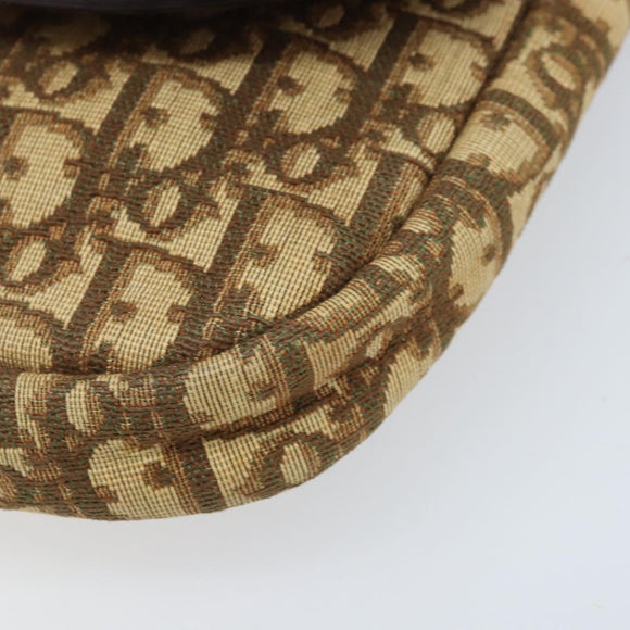 Christian Dior Trotter Canvas Shoulder Bag Beige Gold Auth ARZ539