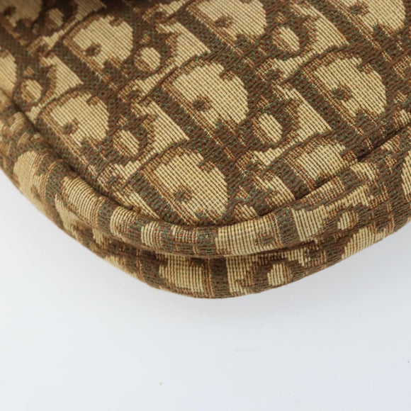 Christian Dior Trotter Canvas Shoulder Bag Beige Gold Auth ARZ539
