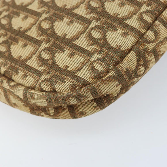 Christian Dior Trotter Canvas Shoulder Bag Beige Gold Auth ARZ539