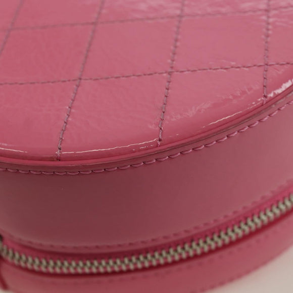 CHANEL Chain Shoulder Bag Patent leather Pink Silver CC Auth ARZ544SAM