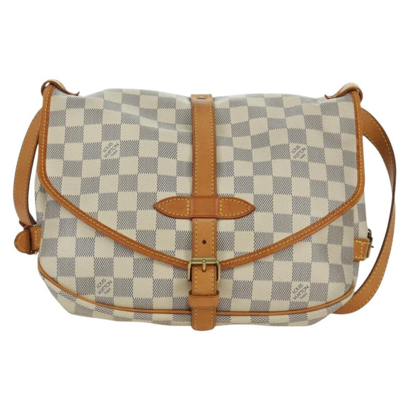 LOUIS VUITTON Damier Azur Saumur 30 Schoudertas SPO N48202 LV Auth ARZ546V