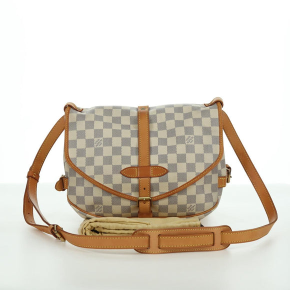 LOUIS VUITTON Damier Azur Saumur 30 Schoudertas SPO N48202 LV Auth ARZ546V