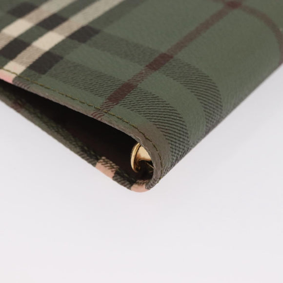 BURBERRY Nova Check Day Planner Cover PVC Leather Green Auth ARZ548