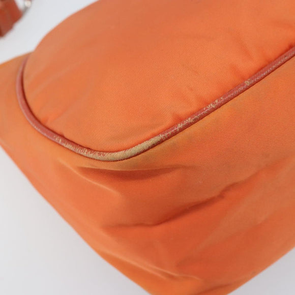 PRADA Shoulder Bag Nylon Orange Silver Auth ARZ559A