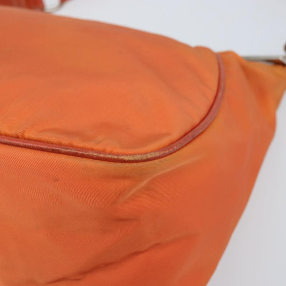 PRADA Shoulder Bag Nylon Orange Silver Auth ARZ559A