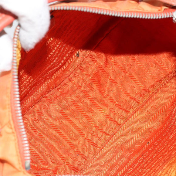 PRADA Shoulder Bag Nylon Orange Silver Auth ARZ559A