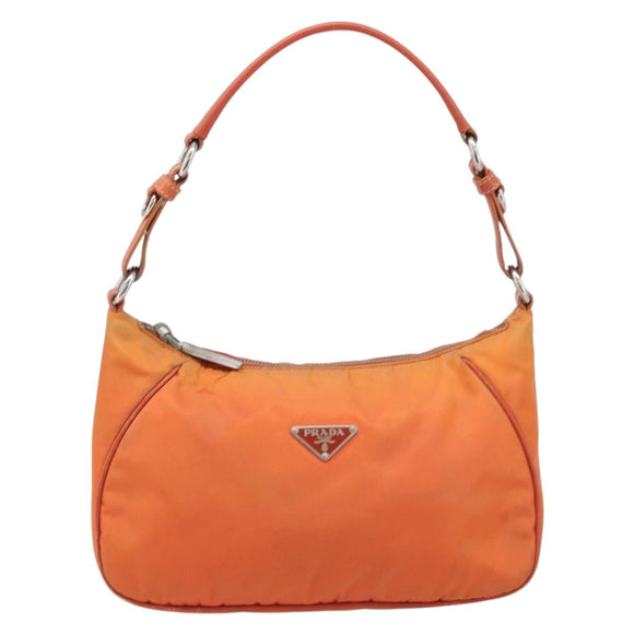 PRADA Shoulder Bag Nylon Orange Silver Auth ARZ559A