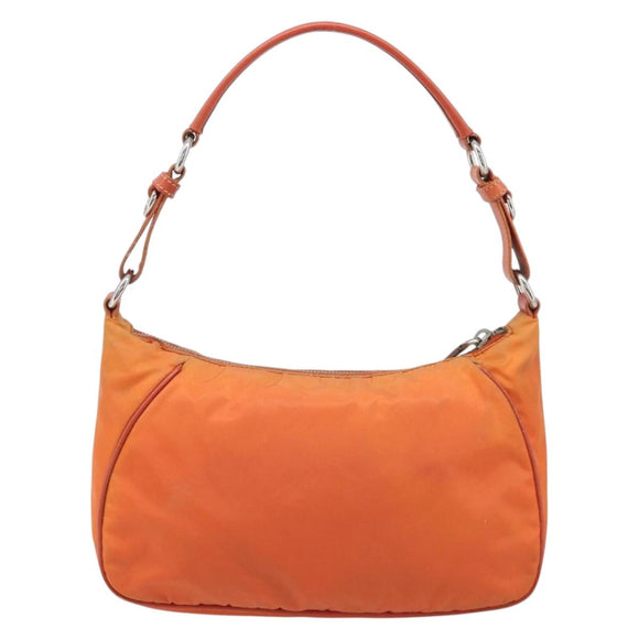 PRADA Shoulder Bag Nylon Orange Silver Auth ARZ559A