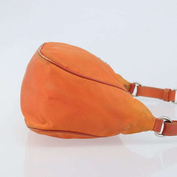 PRADA Shoulder Bag Nylon Orange Silver Auth ARZ559A