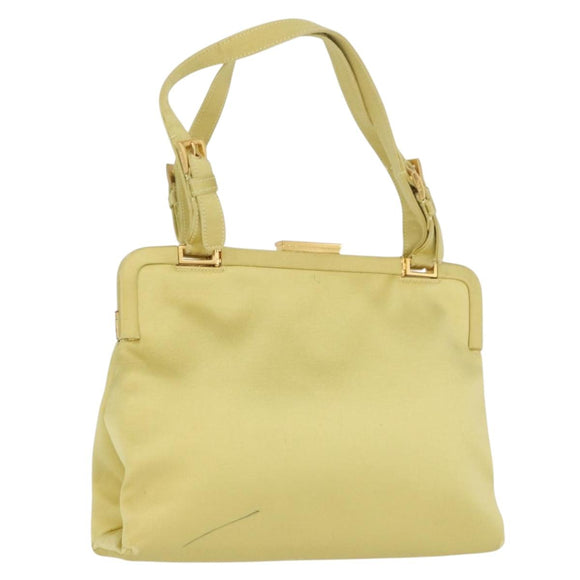 PRADA Tote Bag Satin Yellow Gold Auth ARZ560
