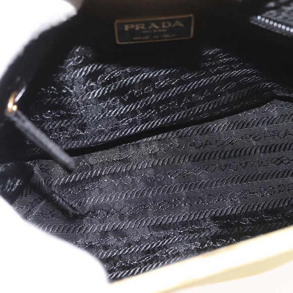 PRADA Tote Bag Satin Yellow Gold Auth ARZ560