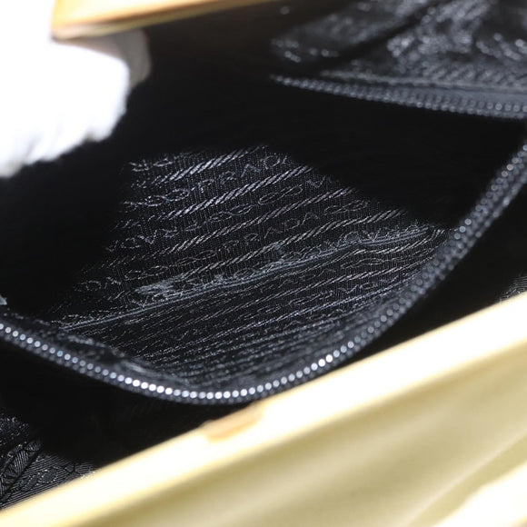 PRADA Tote Bag Satin Yellow Gold Auth ARZ560