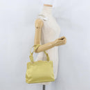 PRADA Tote Bag Satin Yellow Gold Auth ARZ560-23