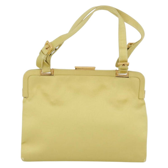 PRADA Tote Bag Satin Yellow Gold Auth ARZ560