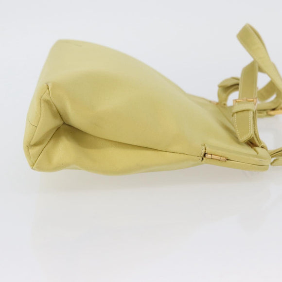 PRADA Tote Bag Satin Yellow Gold Auth ARZ560