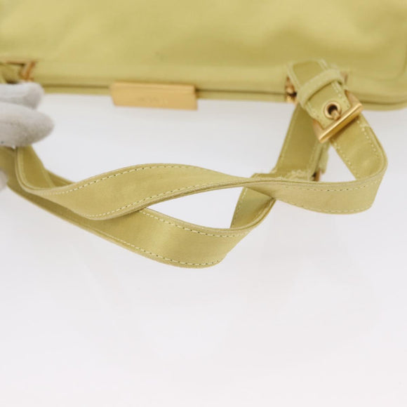 PRADA Tote Bag Satin Yellow Gold Auth ARZ560